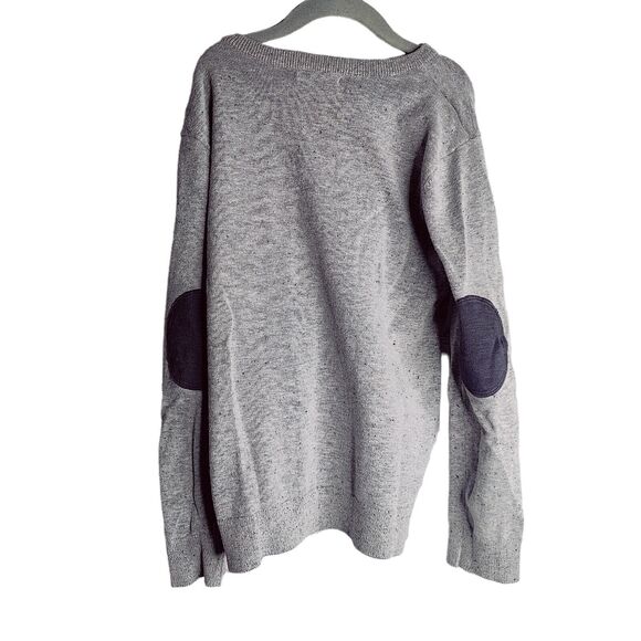 Gemo Boys Size 10 Heather Gray V Neck Pullover Sweatshirt with Elbow Patches - Picture 2 of 6